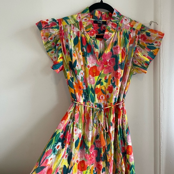 Floral Maxi Dress with Ruffled Sleeves - Picture 2 of 4